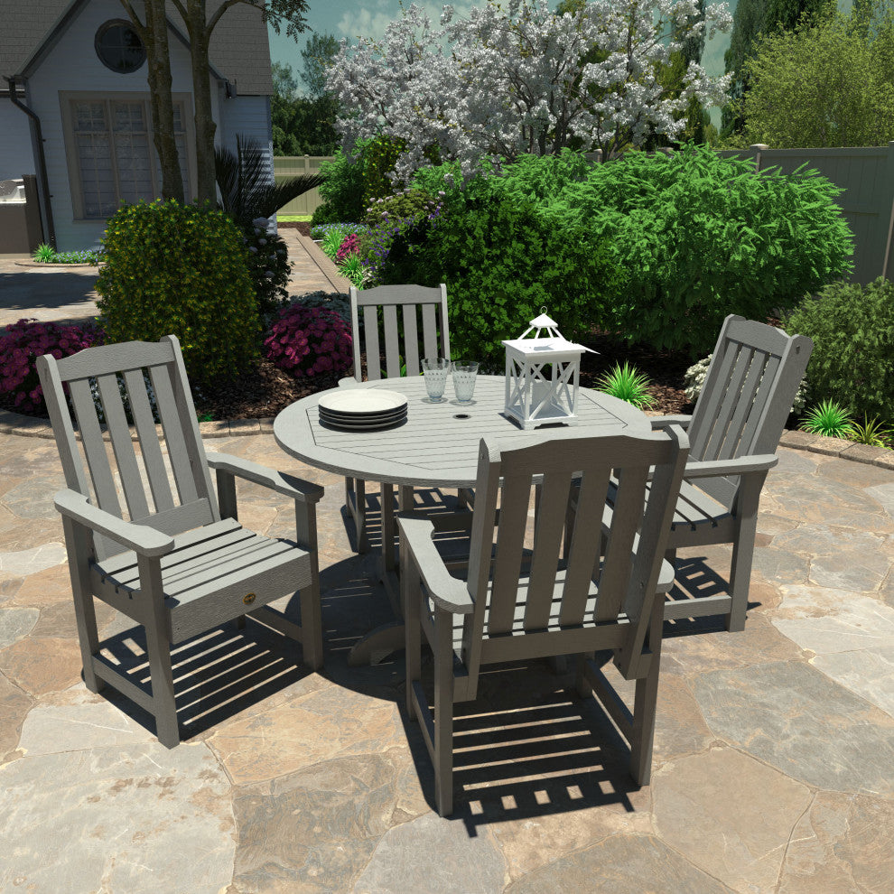 Springville 5-Piece Round Dining Set, Weathered Acorn, Coastal Teak