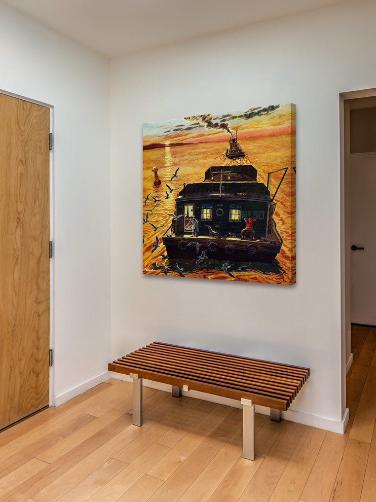 "Houseboat" Painting Print on Wrapped Canvas