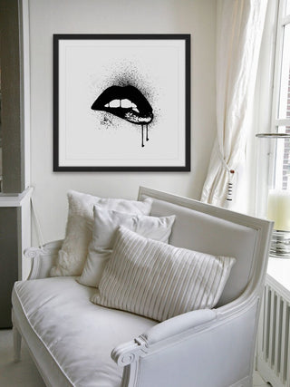 Marmont Hill, "Black Drip Lips" by Amanda Greenwood Framed Painting Print, 12x12