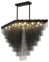 24-Light Satin Black Chandelier With Hanging Aluminum Chains