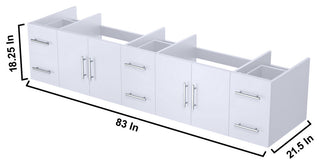 Geneva Transitional Glossy White 84" Vanity Cabinet Only