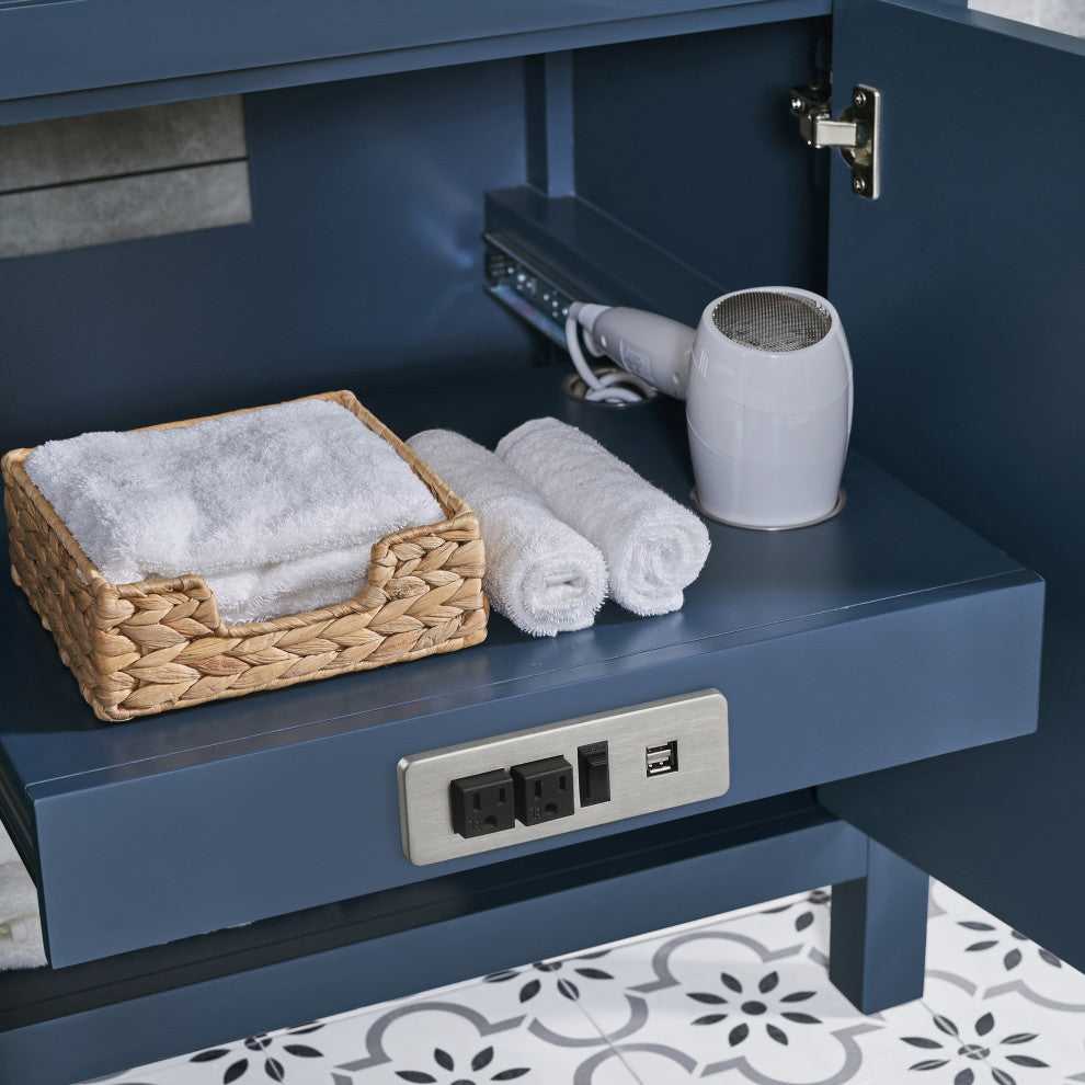 Tahoe Double Vanity Set With Mirrors, Cultured Marble Top, Midnight Blue, 72"