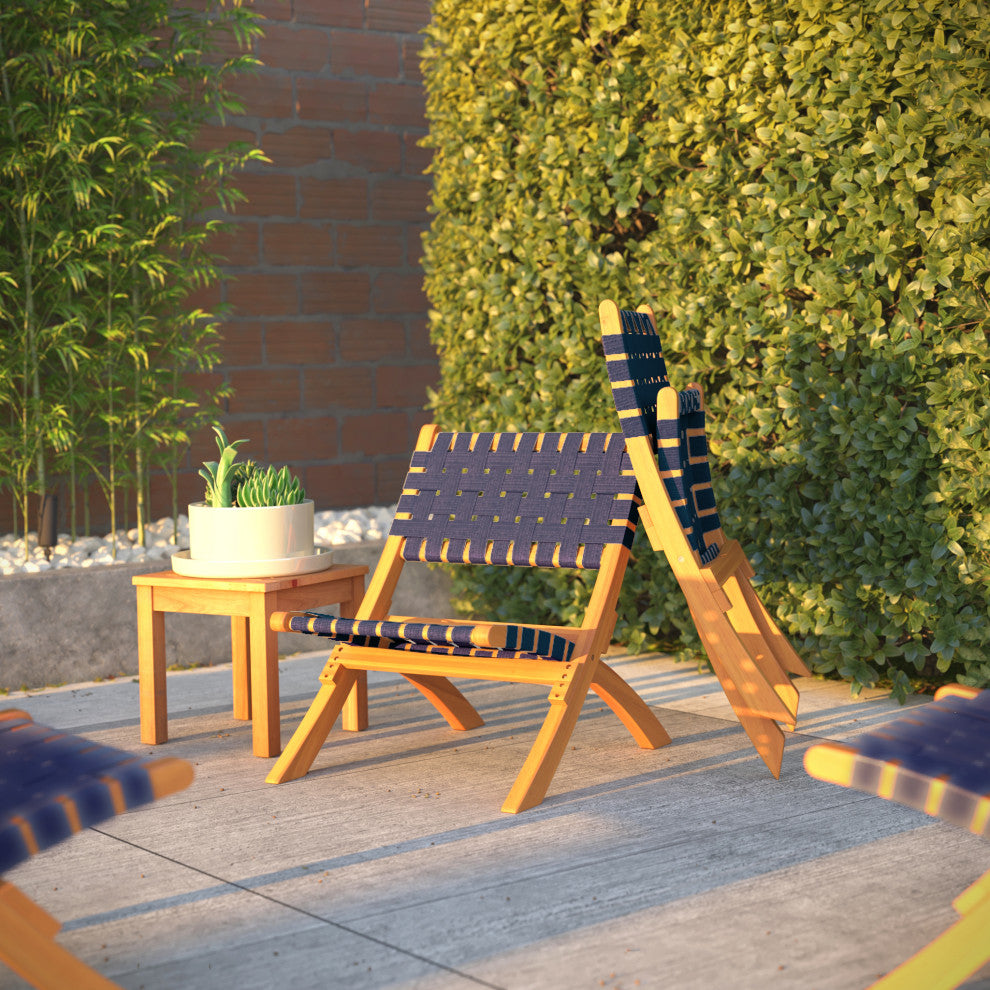 Sava Indoor-Outdoor Folding Chair in Navy Blue Webbing