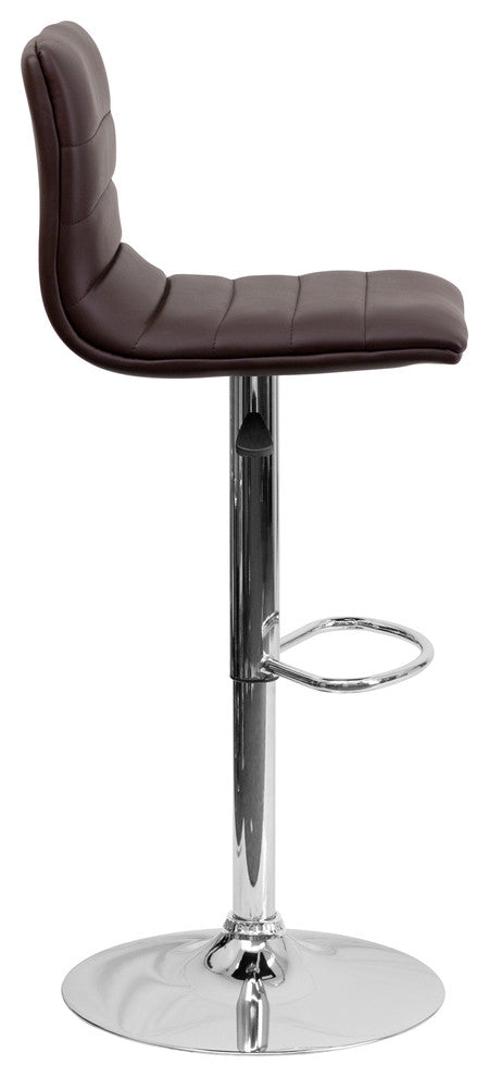 Flash Furniture 25" to 33" Striped Bar Stool in Brown with Chrome Base