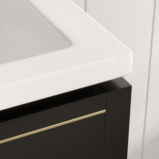 Celios Bathroom Vanity, Black with Brass Trim, 24", Single Sink, Freestanding