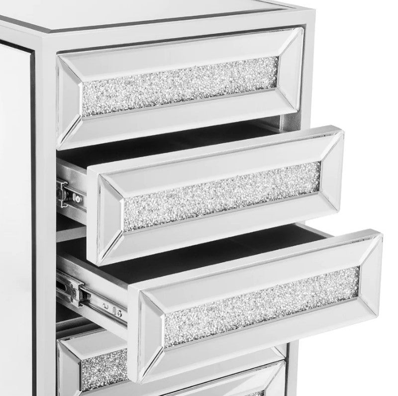 Slaystation Diamond Edition 9 Drawers Vanity Storage Unit, Silver