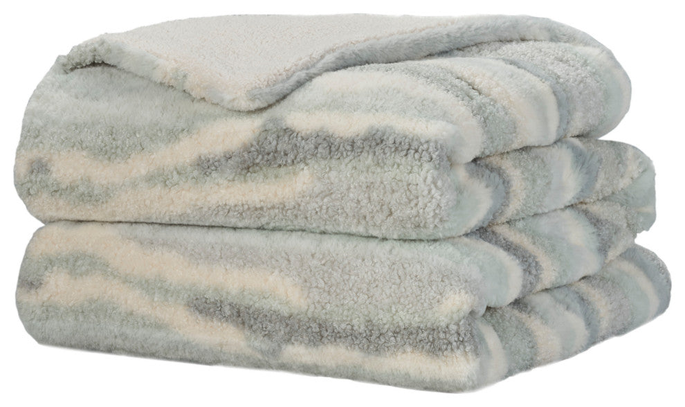 Nourison Home 50"x60" Mina Victory Faux Fur Jaquard Faux Fur Seafoam Throws