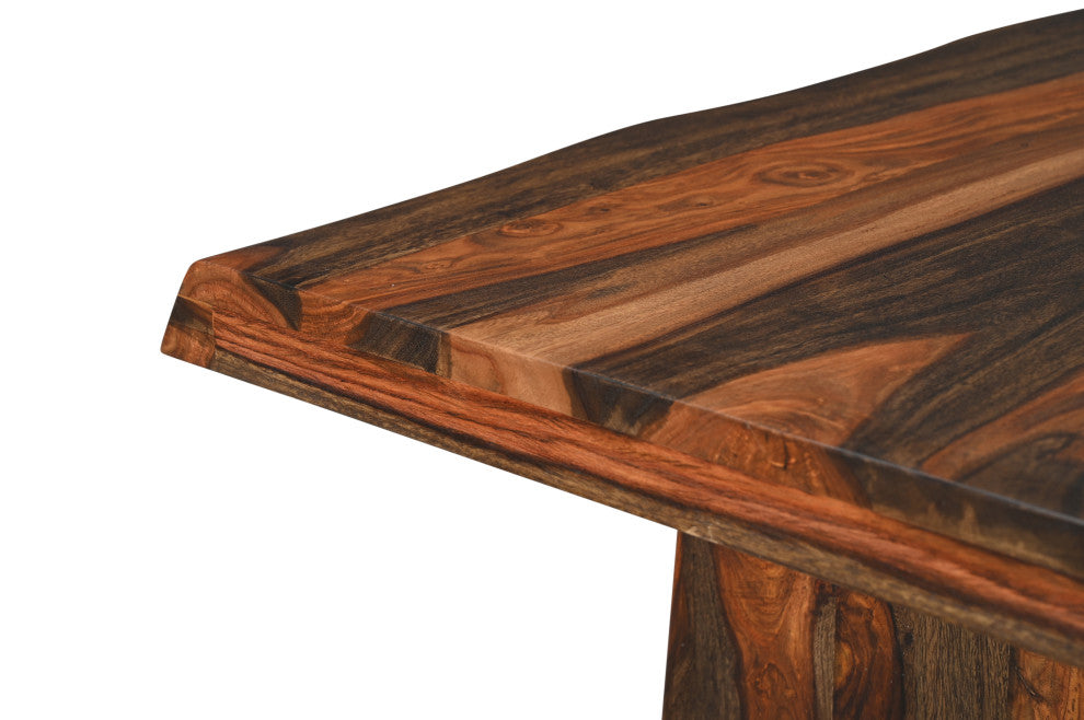 Damian Live Edge Wood Dining Table, Dark Brown, 86"