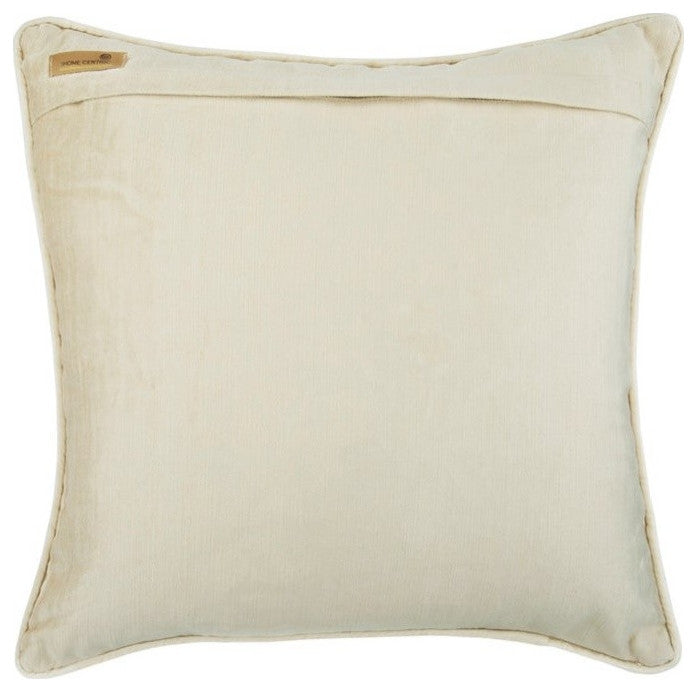 Decorative Textured Ivory Velvet Knotted 18"x18" Pillow Cover, Knotted Ivory