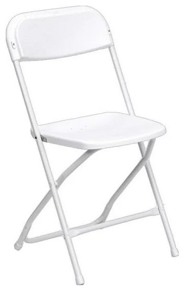 10 Pack Folding Chair, Coated Metal Frame With Plastic Seat & Open Back, White