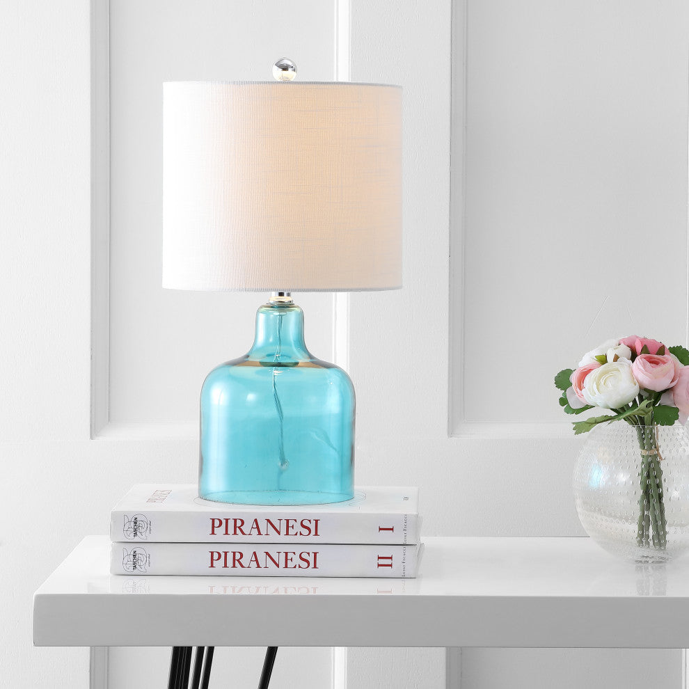 Gemma 19" Glass Bell Table Lamp, Moroccan Blue