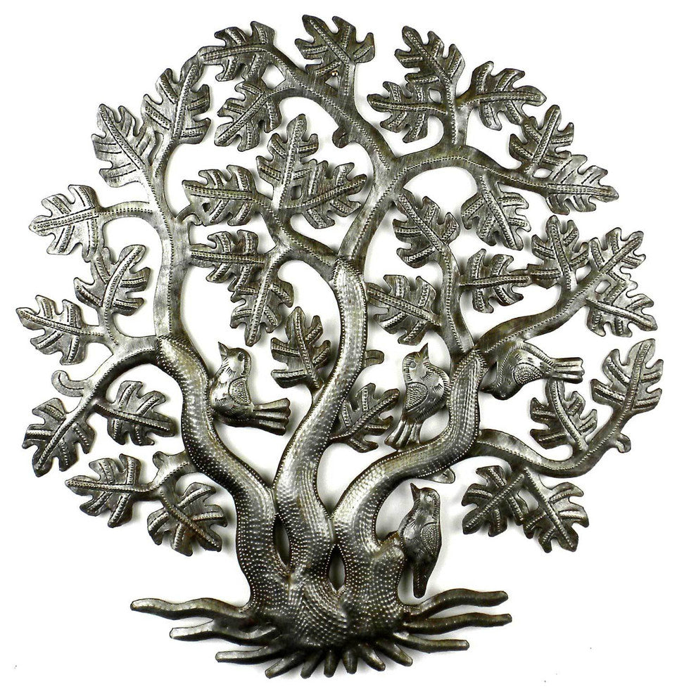 3 Trunk Tree of Life Recycled Metal Wall Art