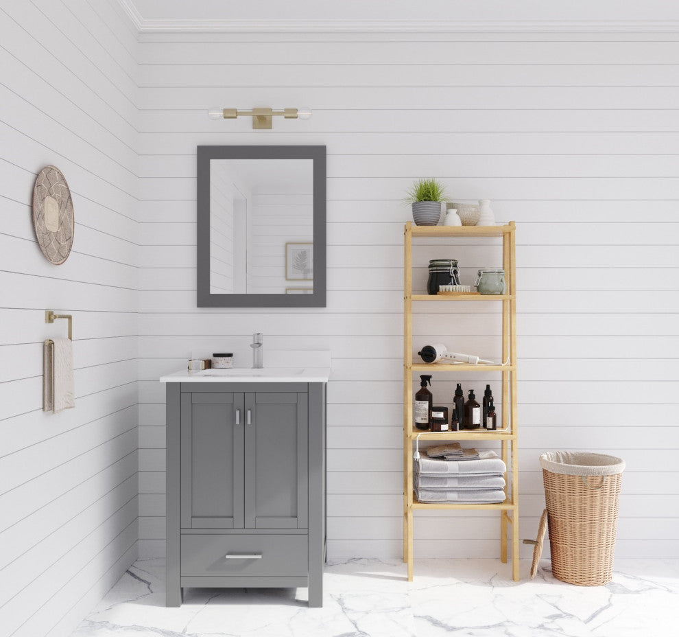 Wilson Vanity, Gray, 24", White Quartz