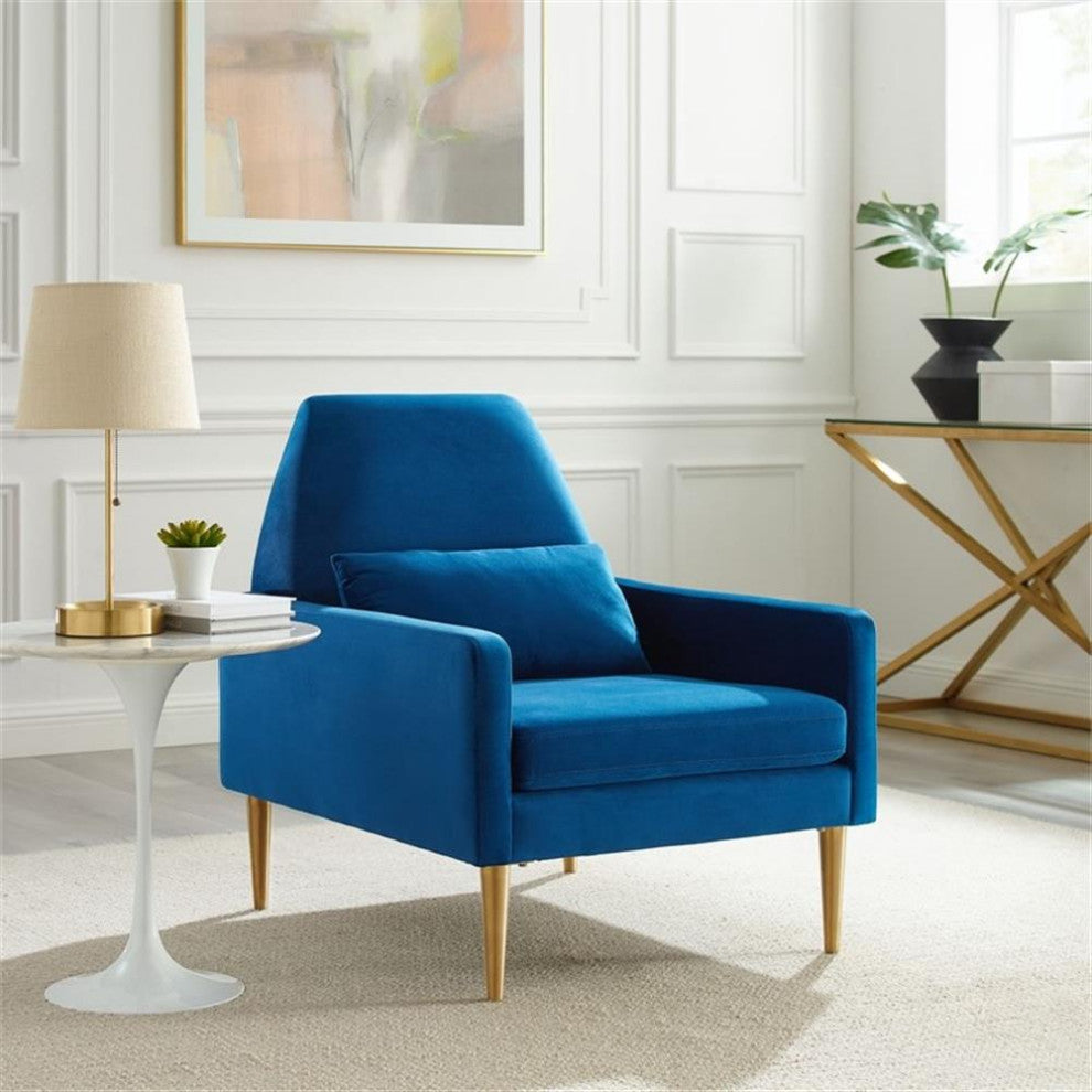 Liliana Performance Velvet Armchair, Navy