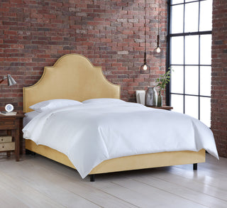 Taylor Nail Button High Arch Notched Bed, Velvet Pearl, Queen