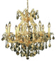 Elegant Maria Theresa Dining Room Light, Gold Finish With Royal Cut Crystal