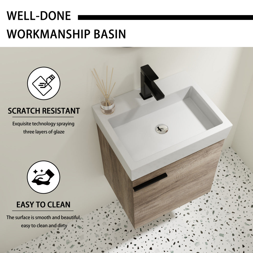 BNK Minimalist Wall-Mounted Bathroom Vanity with Ceramic Basin