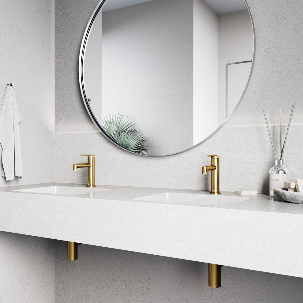 VIGO Sterling 7" H Single Handle Single Hole Bathroom Faucet, Matte Brushed Gold, Without Extras