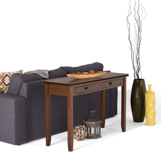 Artisan Solid Wood 46 Inch Wide Transitional Console Sofa Table In Russet Brown