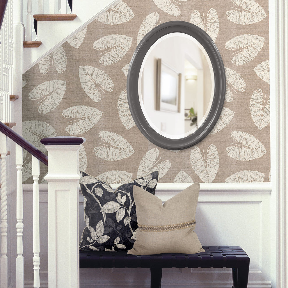 George Oval Mirror, Glossy Charcoal