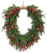 Mixed Pine Cone Berry Wreath 30"H