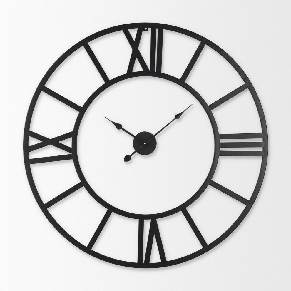 Stoke Matte Black Iron 42" Round Wall Clock