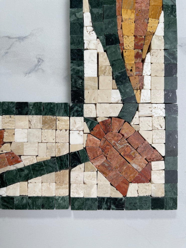 Magnifica Rose 3.1x3.1 Marble Mosaic Border Corner Tile Polished, 1 piece