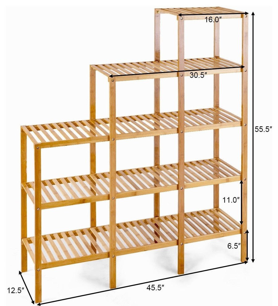 Modern Multi-functional Bamboo Shelf Display Organizer