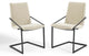 Side Dining Chair, Set of 2, Fabric, Metal, Black Beige, Cafe Bistro Restaurant