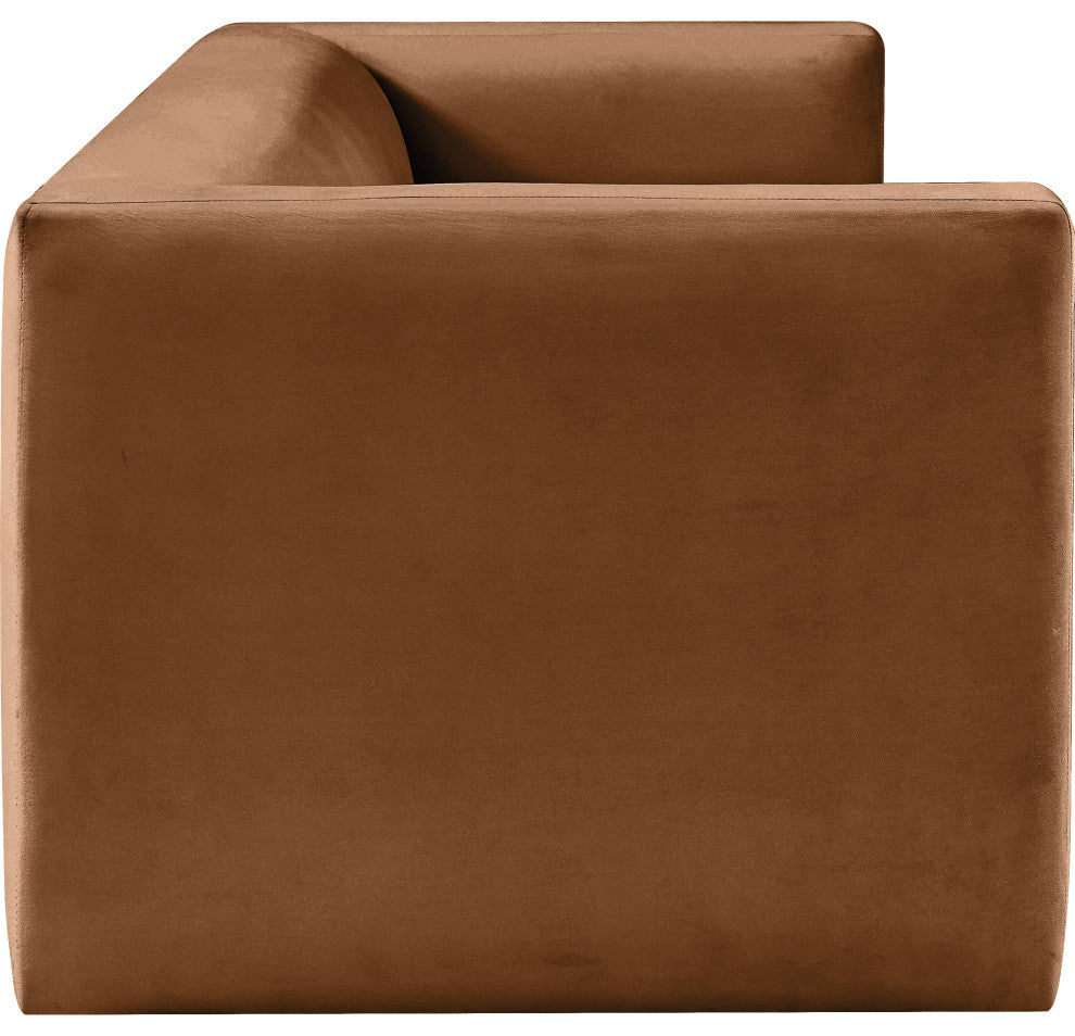 Henson Velvet Upholstered Sofa, Saddle
