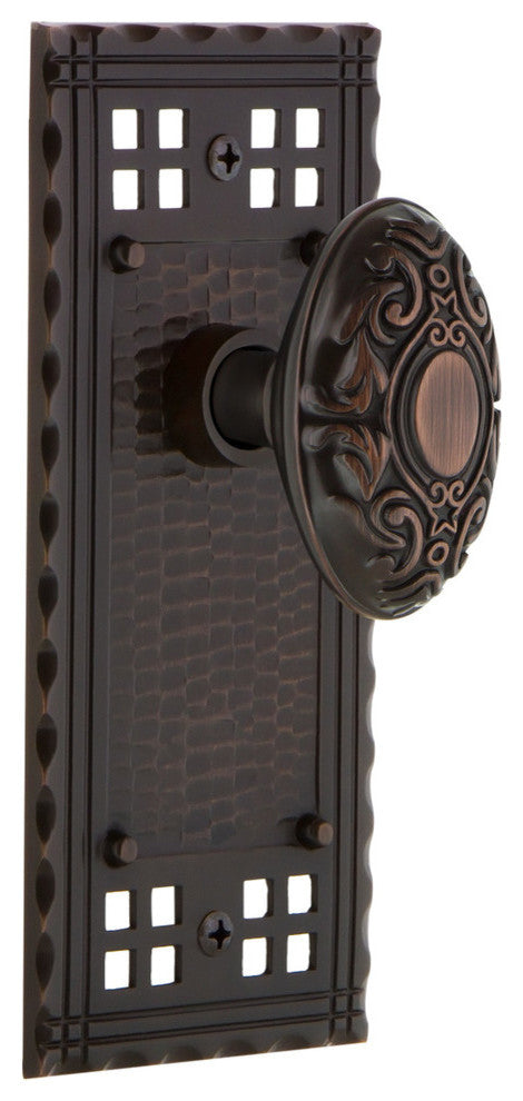 Craftsman Plate Passage Victorian Knob, Timeless Bronze
