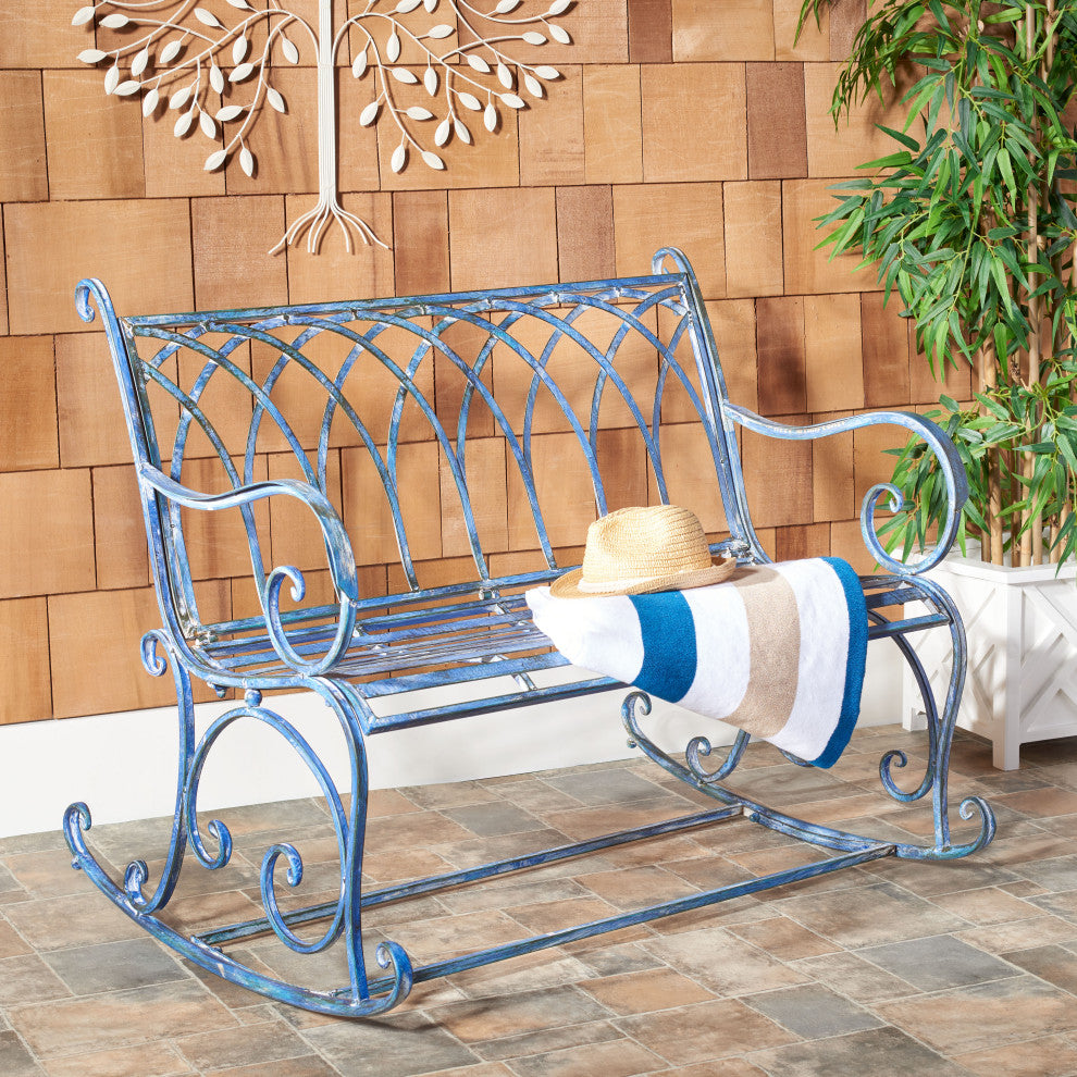 Safavieh Ressi Outdoor Rock Bench, Antique Blue