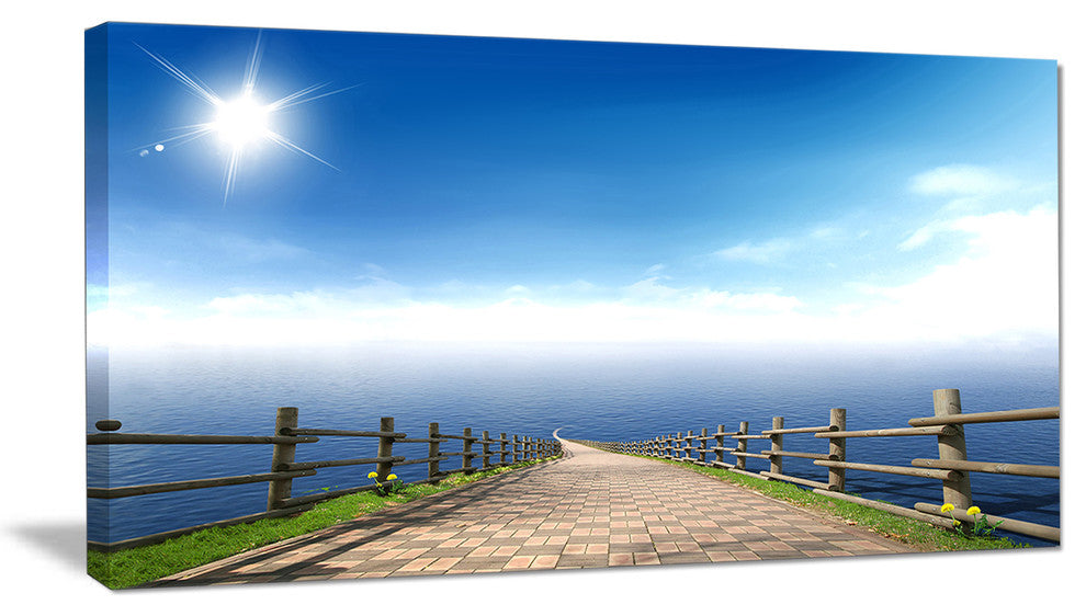 "Endless Pier into Blue Sea" Seascape Canvas Photo Print, 32"x16"