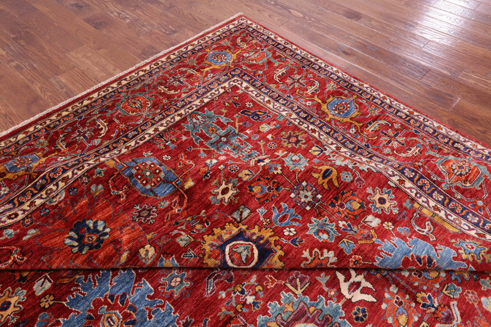 9' 9" X 13' 4" Handmade Persian Fine Serapi Wool Rug - Q12636