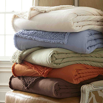 Micro Flannel Sherpa Blanket, Ivory, Twin