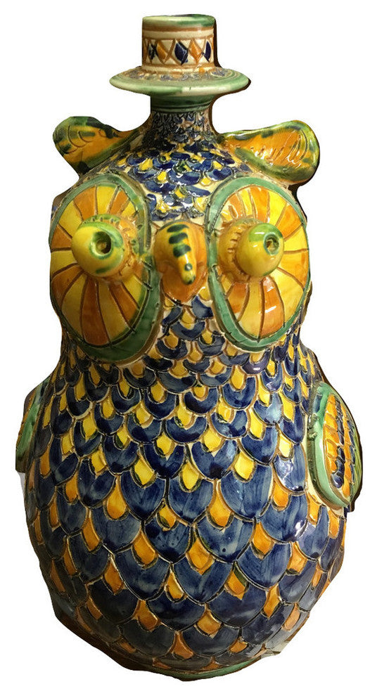 Puglia Ceramiche Monteforte 11" Owl Candlestick