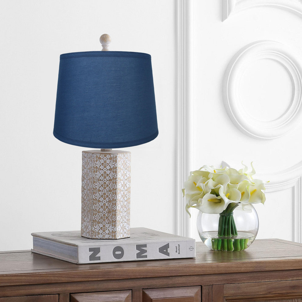 French Drum Lamp Shade, Cotton, Navy Blue, 12"
