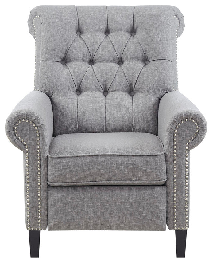 Aidan Rolled Back Push Back Recliner Accent Chair, Grey