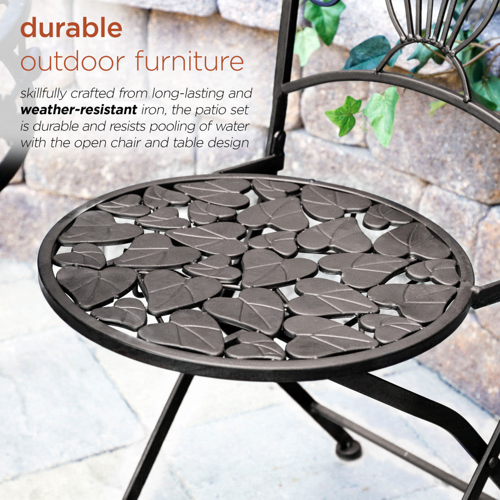Iron 3-Piece Sun Leaves Bistro Set