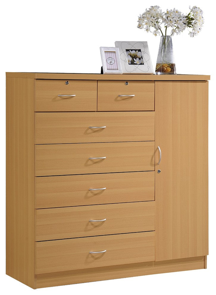 7 Drawer Jumbo Chest, With Additional Door, Beech