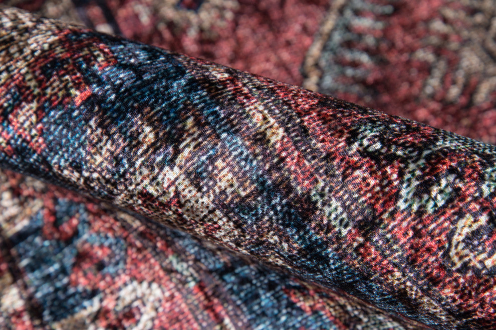 Momeni Karachi Polyester Burgundy Area Rug 5'x8'