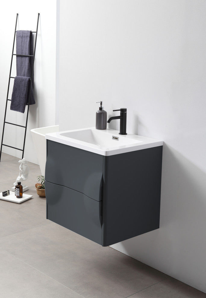 Colmar Wall Mount Vanity, Dark Gray, 24"