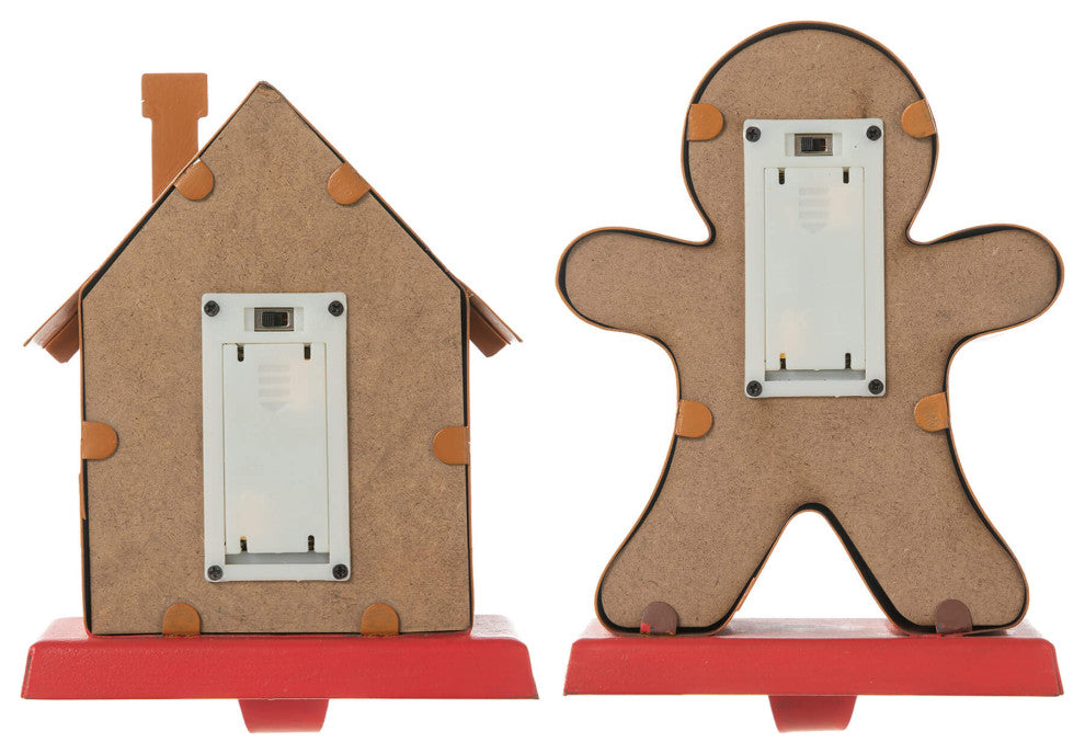 Marquee LED Metal Gingerbread Stocking Hangers, House & Man