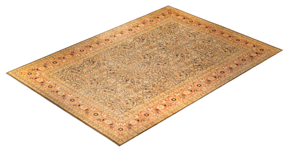 Eclectic, One-of-a-Kind Hand-Knotted Area Rug Green, 12' 1" x 17' 7"