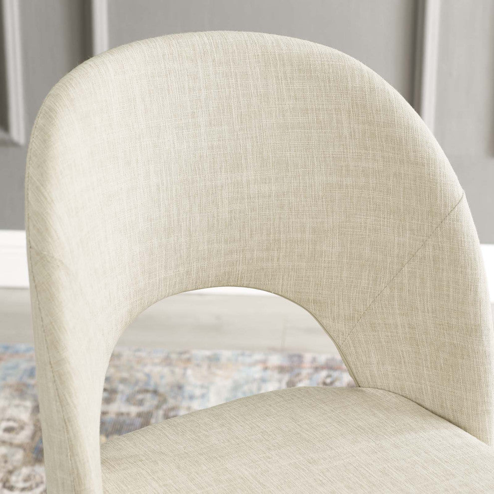 Side Dining Chair, Fabric, Black Beige, Modern, Bistro Restaurant Hospitality