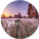 Frosty Fall Trees With Red Leaves, Landscape Round Metal Wall Art, 36"