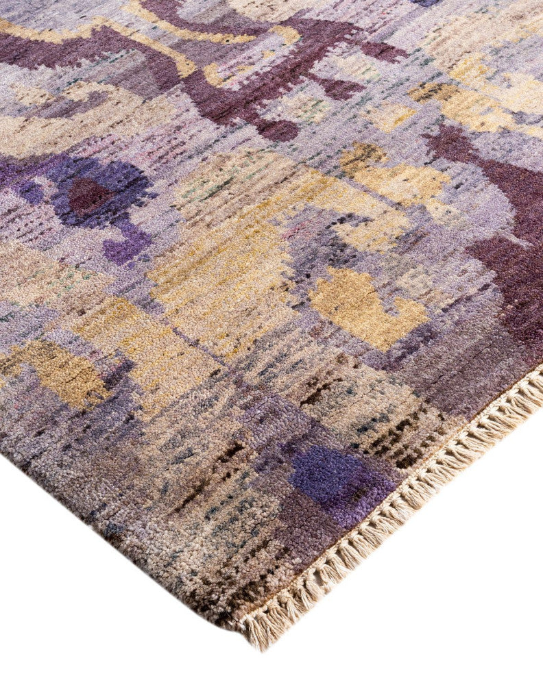 Ikat, One-of-a-Kind Handmade Area Rug - Purple, 9' 0" x 12' 3"