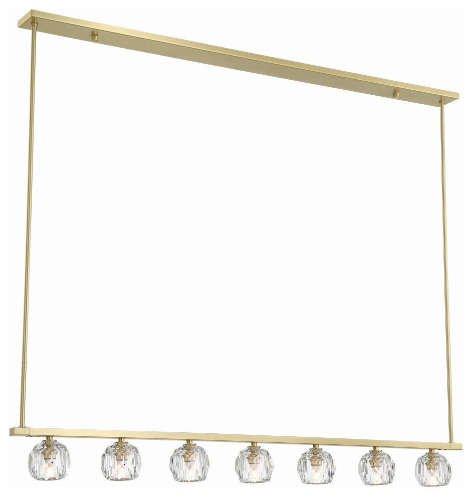 Aragon 7-Light Soft Brass Chandelier, Faceted Cut Crystal