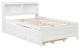 Full/Twin Wood Frame Platform Bed with Trundle and Drawers, White, Full