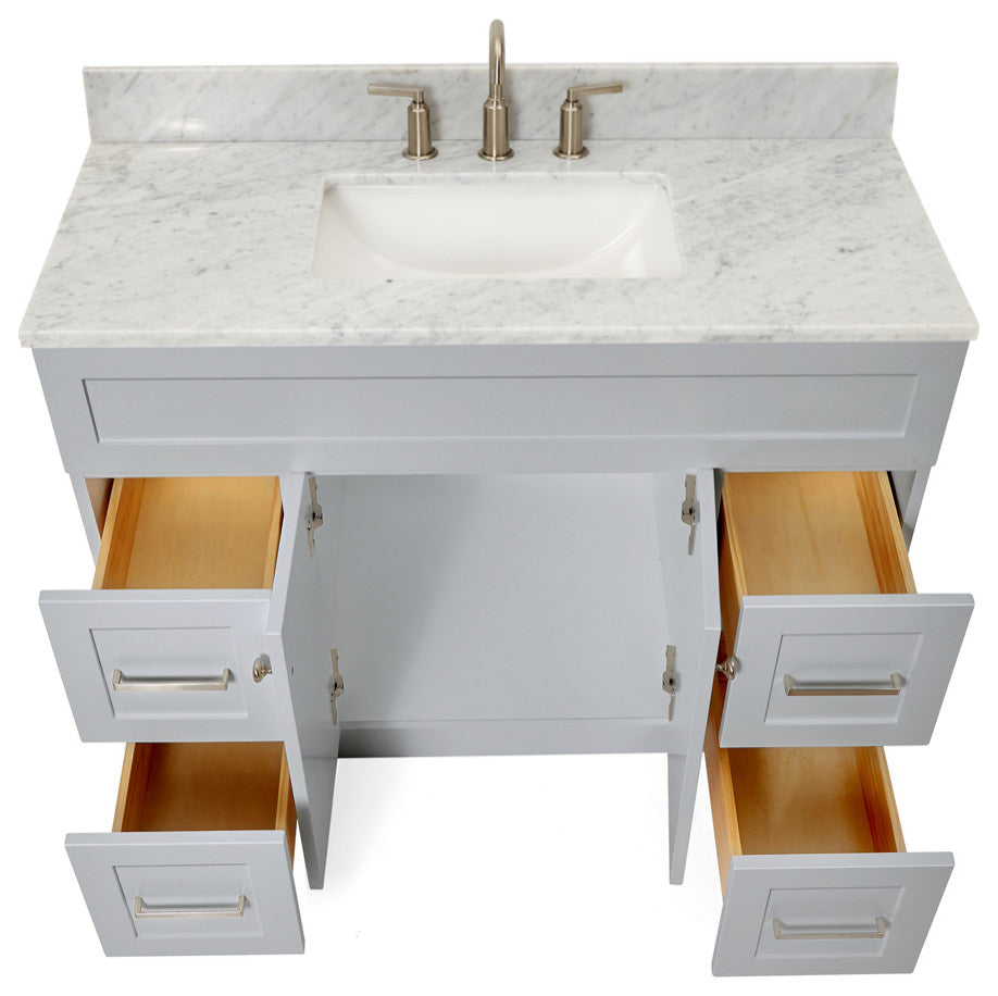 Ariel Hamlet 43" Rectangle Sink Bath Vanity, 0.75" Carrara Marble